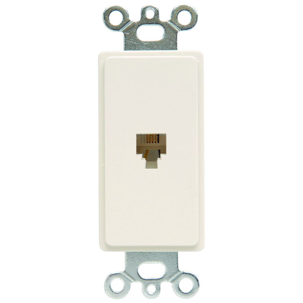 Single gang, One opening four conductor modular jack. Light almond.