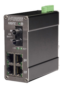105FX MDR Unmanaged Industrial Ethernet Switch, ST 15km
