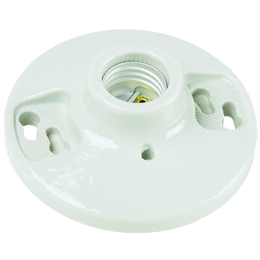 Medium base, porcelain, one piece keyless, 4 terminals with tri-drive screws, fits 3 1/4 and 4 boxes.