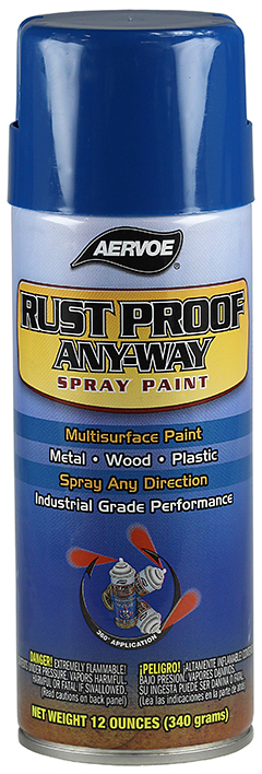 Rust Proof Paint, Solvent base type, Safety Blue, 15 min. dry time, Aerosol Can, 12 oz. net weight, 16 oz. Size
