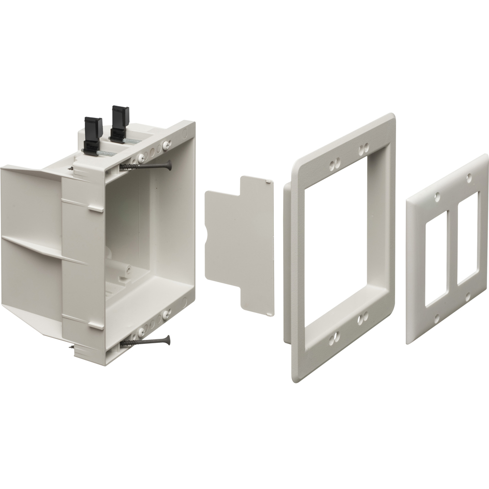 Recessed indoor inbox for new and retrofit construction. 2 hour fire rating. Two gang. White