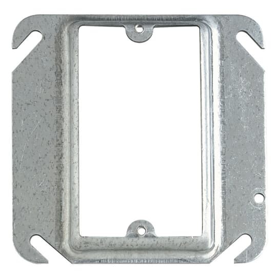 One Gang Square Device Cover, 7 Cubic Inches, 4 Inch Square x 1 Inch Raised, Pre-Galvanized Steel