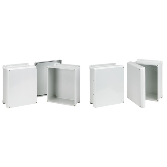 Flat Cover with Screws Type 4X, 9.71x7.21x4.30, Light Gray, Fiberglass