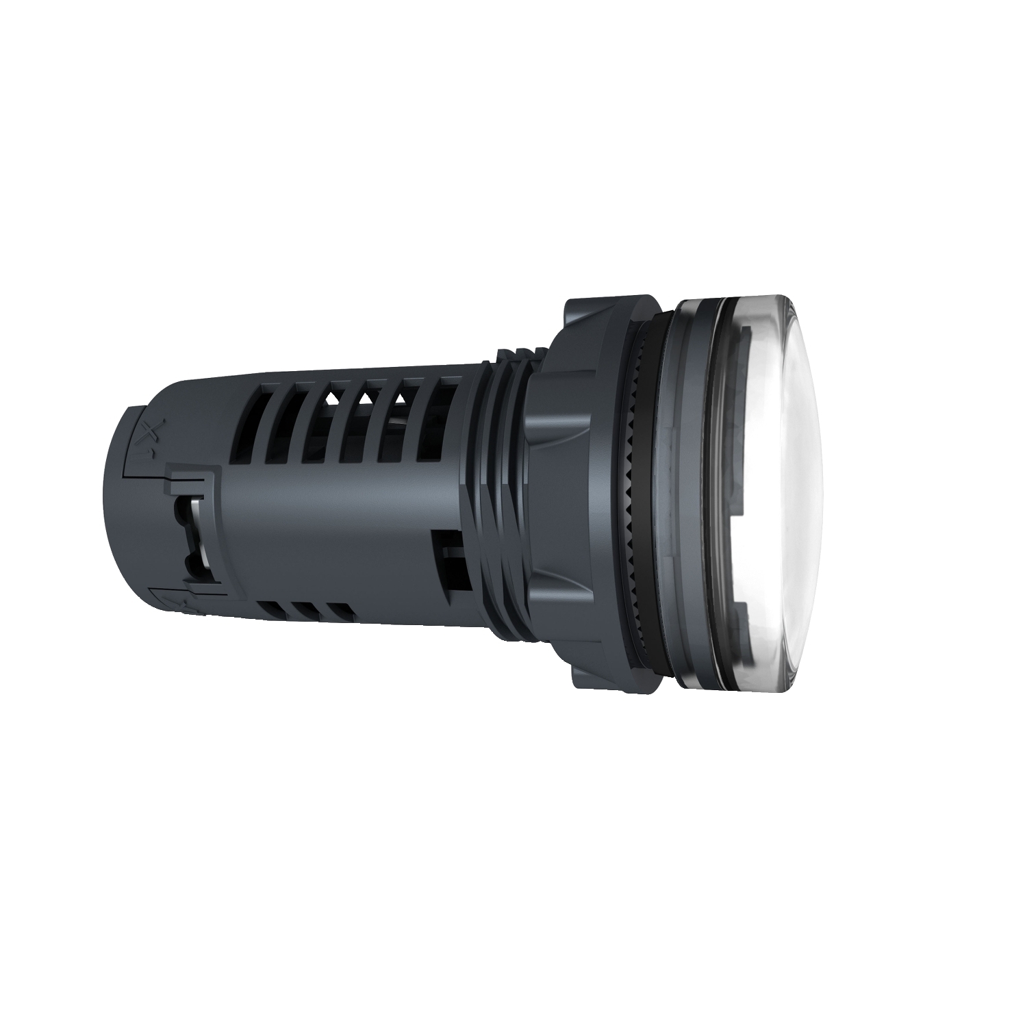 Monolithic pilot light, Harmony XB5, grey plastic, white, 22mm, universal LED, plain lens, 110...120V AC