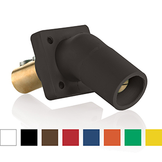 16 Series Male Panel Receptacle, Cam-Type, 45-Degree, Double Set Screw, Taper Nose, Cable Range- 1/0 to 4/0 AWG, 400 Amp-Red