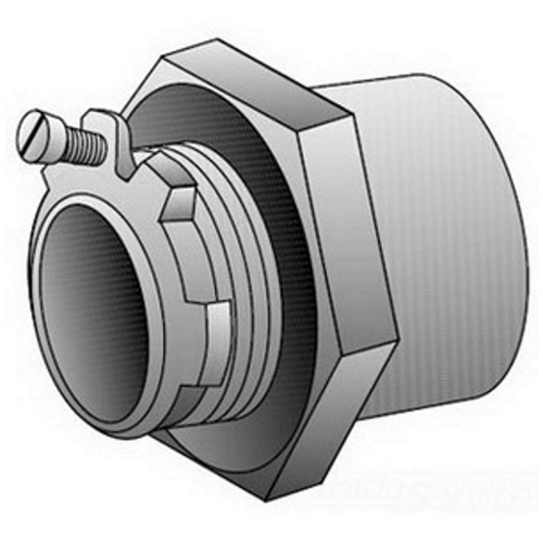 OZ-Gedney Type CHM-T Raintight Conduit Hub, Size: 3/4, Malleable Iron, Finish: Zinc Electroplated, Connection: Male X 3/4-14 Tapered FNPT, Dimensions: 1-3/4 IN Diameter X 1-1/2 IN Length, Box Wall Thickness: 9/32 IN, Third Party Certification: UL
