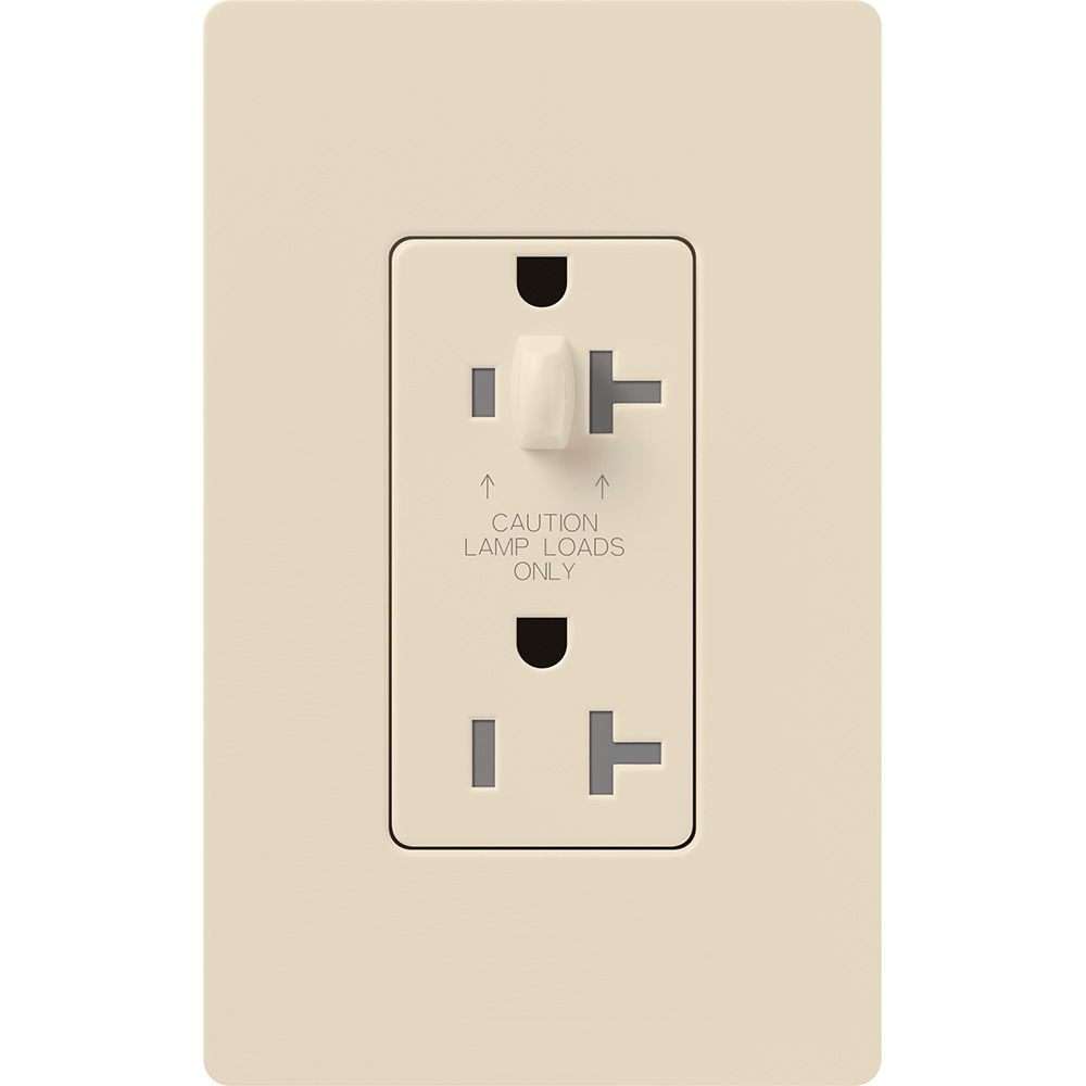 Claro, Gloss, Half dimming, tamper resistant receptacle, 15A/125V in light almond