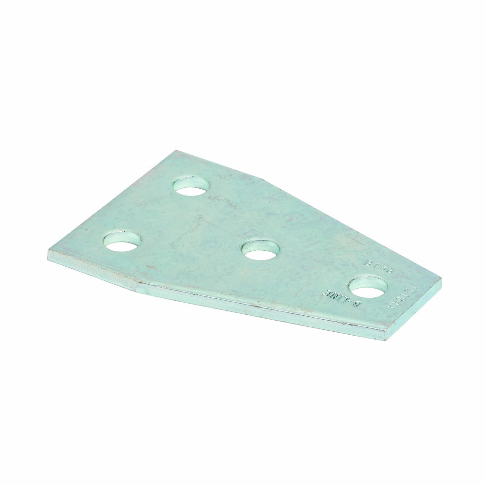Eaton B-Line series gusset plate, 5.37" H x 3.5" L x 1.62" W, Steel, Electro-plated, 1/4" Gauge