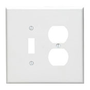 2-Gang 1-Toggle 1-Duplex Device Combination Wallplate, Oversized, Thermoset, Device Mount, White