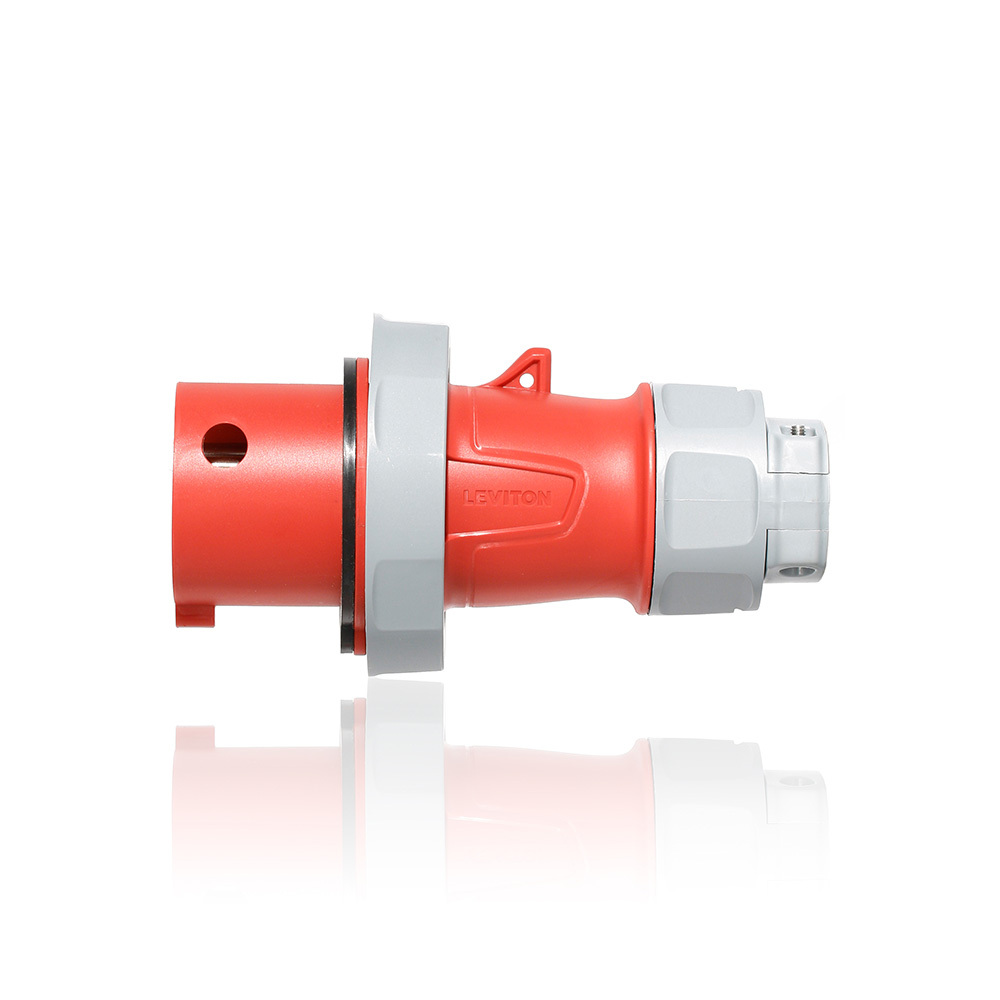 30 Amp, 277-480 Volt 3-Phase, 4P, 5W, LEV Series North American-Rated IEC 60309-1 & 60309-2 Pin & Sleeve Plug, Industrial Grade, IP66-IP67-IP68-IP69K, Watertight - Red