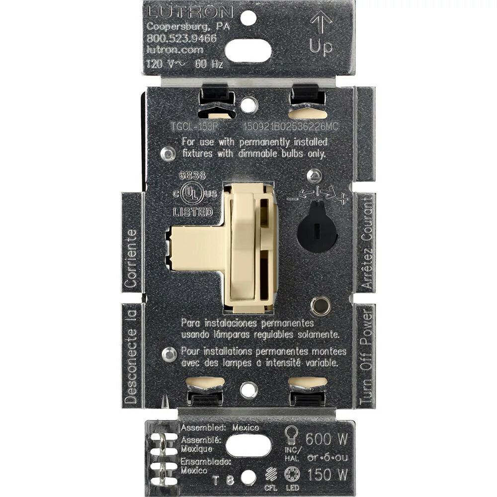 Ariadni LED+ Dimmer, LED, Incandescent/Halogen, 3-way/single-pole, 150W LED or 600W inc/hal in ivory