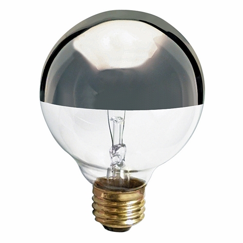 Incandescent Globe Lamp, Designation: 40G25/SL, 120 V, 40 WTT, G25 Shape, E26 Medium Base, Silver Crown, CC-9 Filament, 1500 HR, Lumens: 280 LM Initial, 4-3/8 IN Length, 3-1/8 IN Diameter