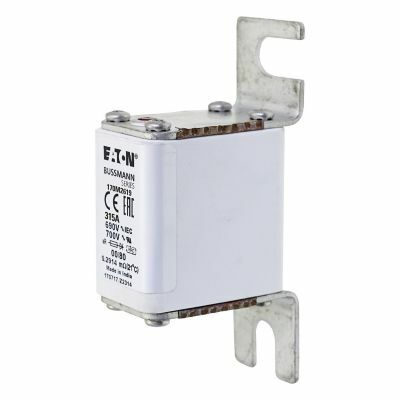 Eaton Bussmann series high speed square body fuse, 700V (UL), 690 V (IEC), 315A, 200 kAIC, Top fuse status indicator, Fuse, Blade end X blade end, Class aR, DIN 43 620