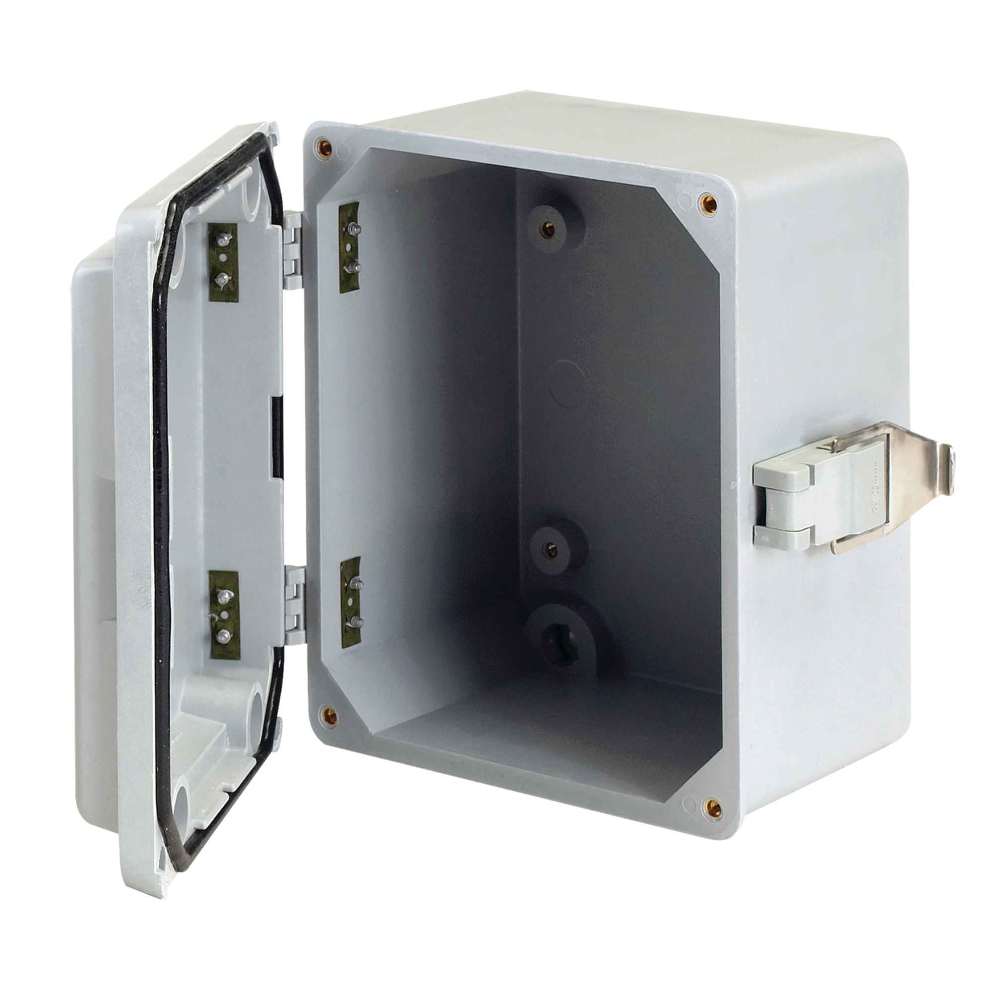 Hinge Cover Quick-Release Latch Type 4X, 5.50x4.00x5.00, Gray, Fiberglass
