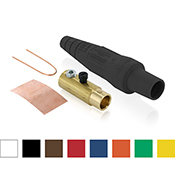 Female Plug, Contact & Insulator, Cam-Type, Detachable, Single Set Screw Termination, 2/0 - 4/0 AWG, 400 Amp Max, 16 Series Taper Nose, Type 3R "While-in-Use"-Black