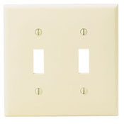 2-Gang Toggle Device Switch Wallplate, Standard Size, Thermoplastic Nylon, Device Mount, Black