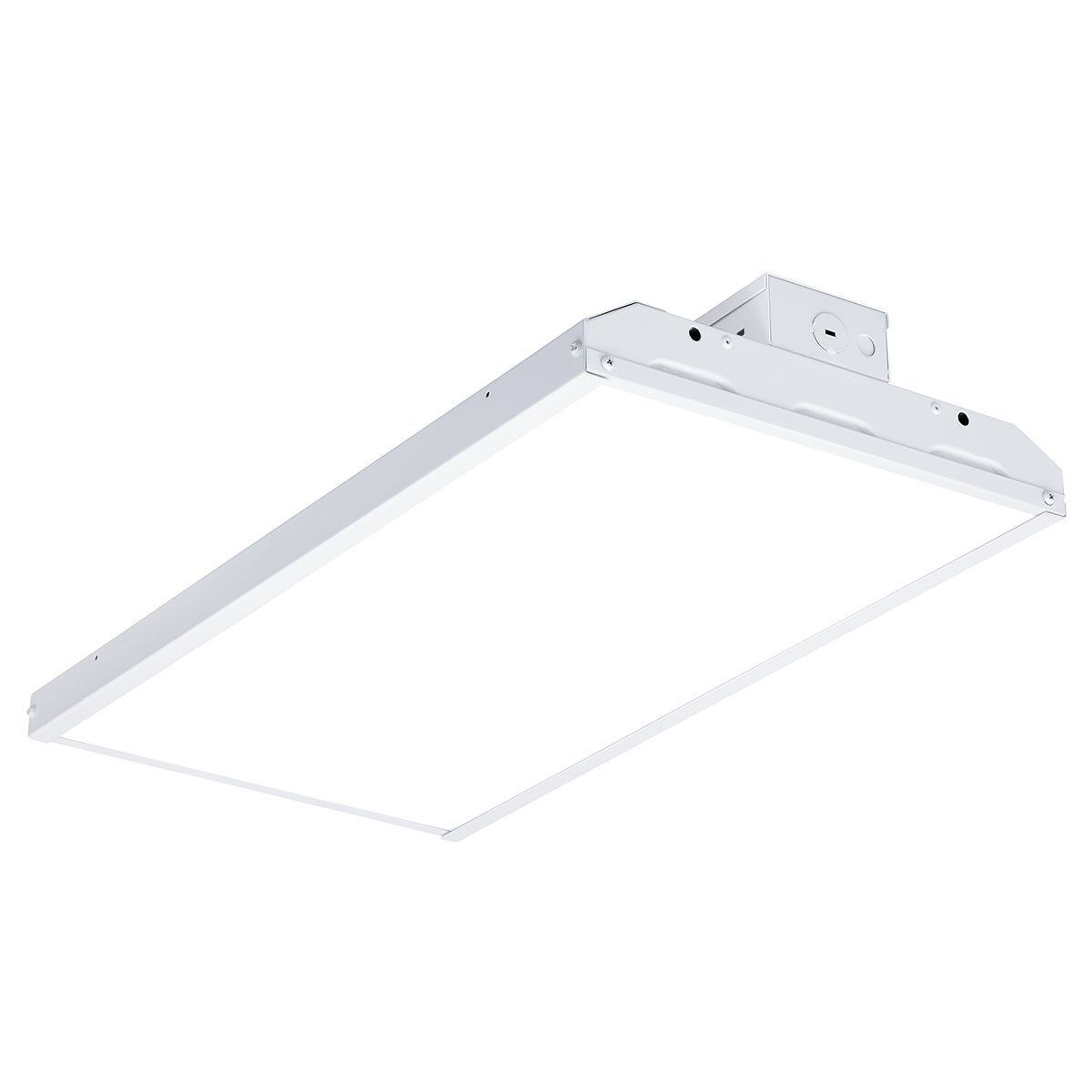 CHB LED High Bay, Size Type: 2 ft, N/A, 80+ CRI, Light Output: 17105 lm, Lumen Output Category: Medium Low Lumen, Driver type: 0-10V dimming, Lens Type: Frosted acrylic lens, 131.7 W, 120-277 V, Options: Fluorescent Replacement: 6-lamp T8.