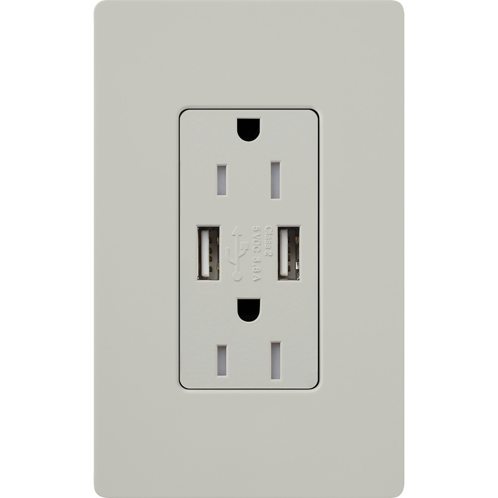 Satin Colors tamper-resistant USB receptacle, 125V, 15A in palladium