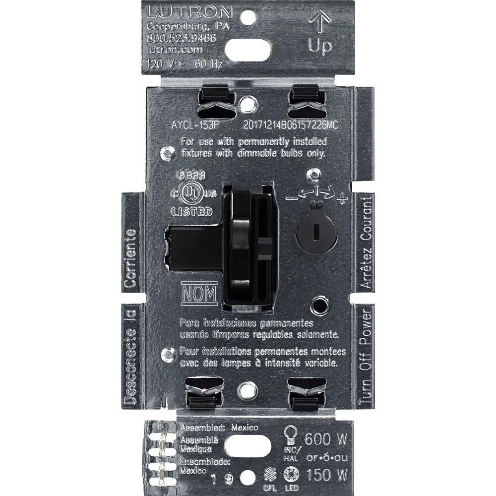 Ariadni LED+ Dimmer, LED, Incandescent/Halogen, 3-way/single-pole, 150W LED or 600W inc/hal in black