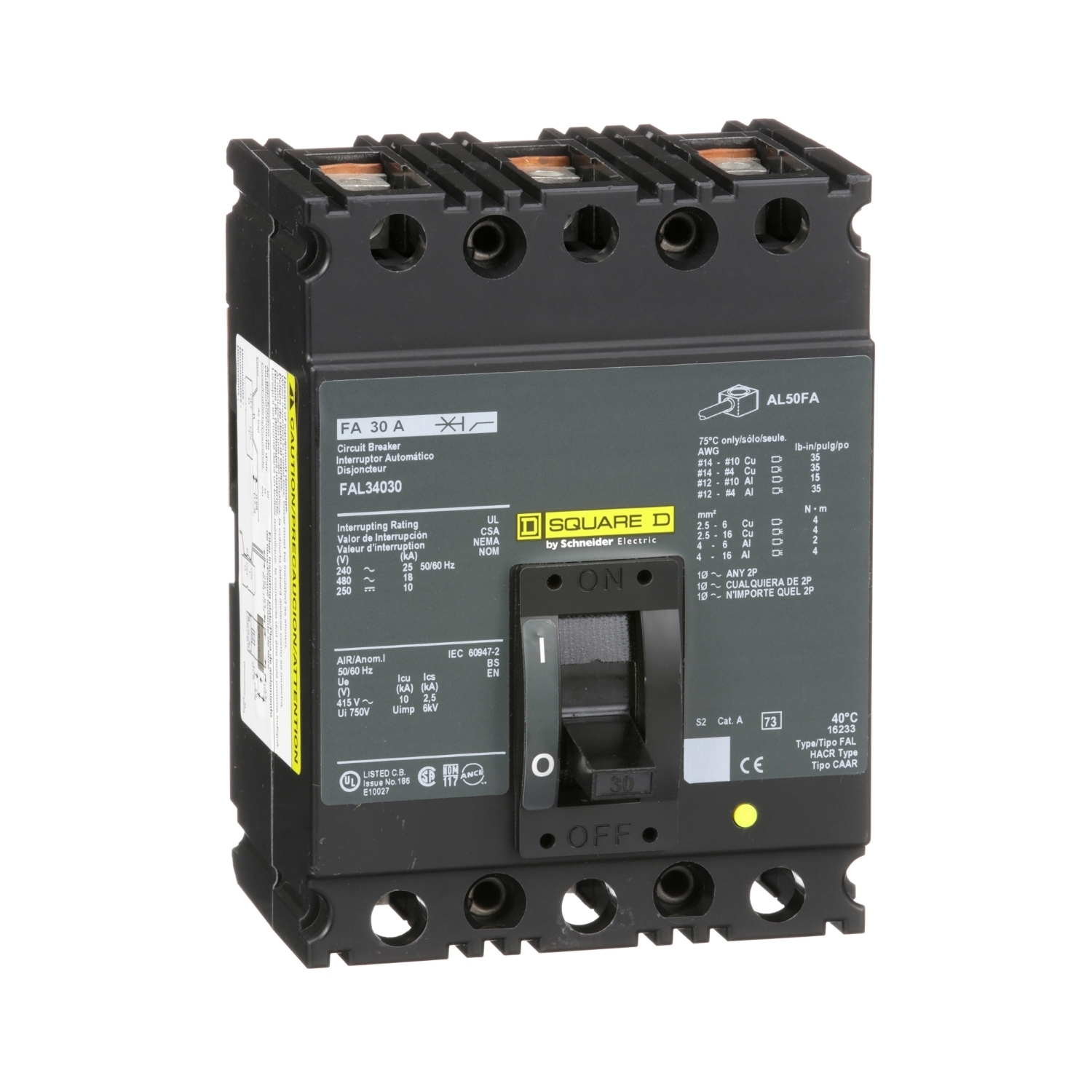 Circuit breaker, FA, 480V, 30A, 3 pole