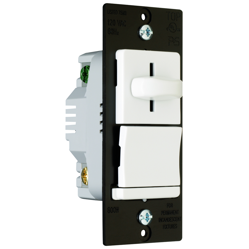 Incandescent Slide Dimmer, Preset 3way 600W, White