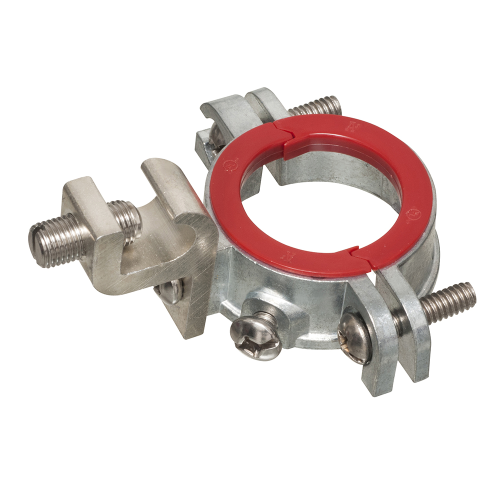 Zinc diecast split grounding bushing with a trade size of 1/2 inch. Easy installation on threaded or unthreaded Rigid/IMC.