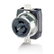 50 Amp, 3PY, 480 Volt AC, Black and White Locking Flush Mount Receptacle, Industrial Grade, Grounding, California-Style, Black