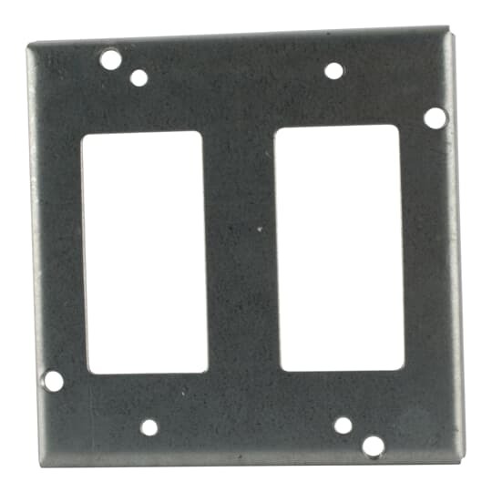 Square Box Surface Cover, 7.5 Cubic Inches, 4-11/16 Inch Square x 1/2 Inch Deep, Galvanized Steel, For use with Two Ground Fault Receptacle