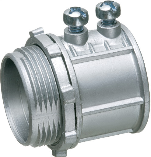 3-1/2" emt set screw connector zinc die cast concrete tight when taped. for use with steel or aluminum emt.