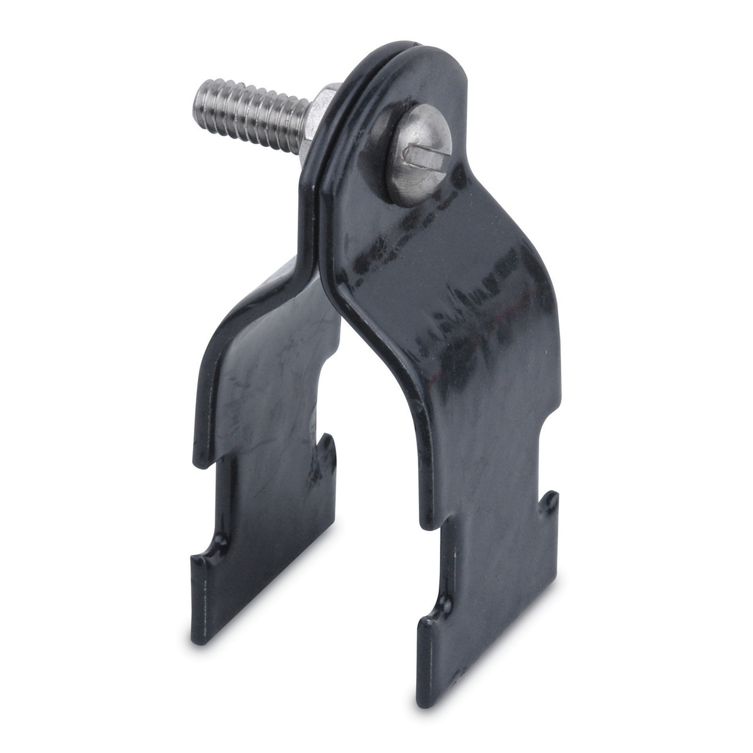 PVC Coated Strut Pipe Strap, Pipe Size 2-1/2 Inch/63 Metric, Use With Either 1-5/8 Inch or 1-1/2 Inch Strut, Steel, Gray