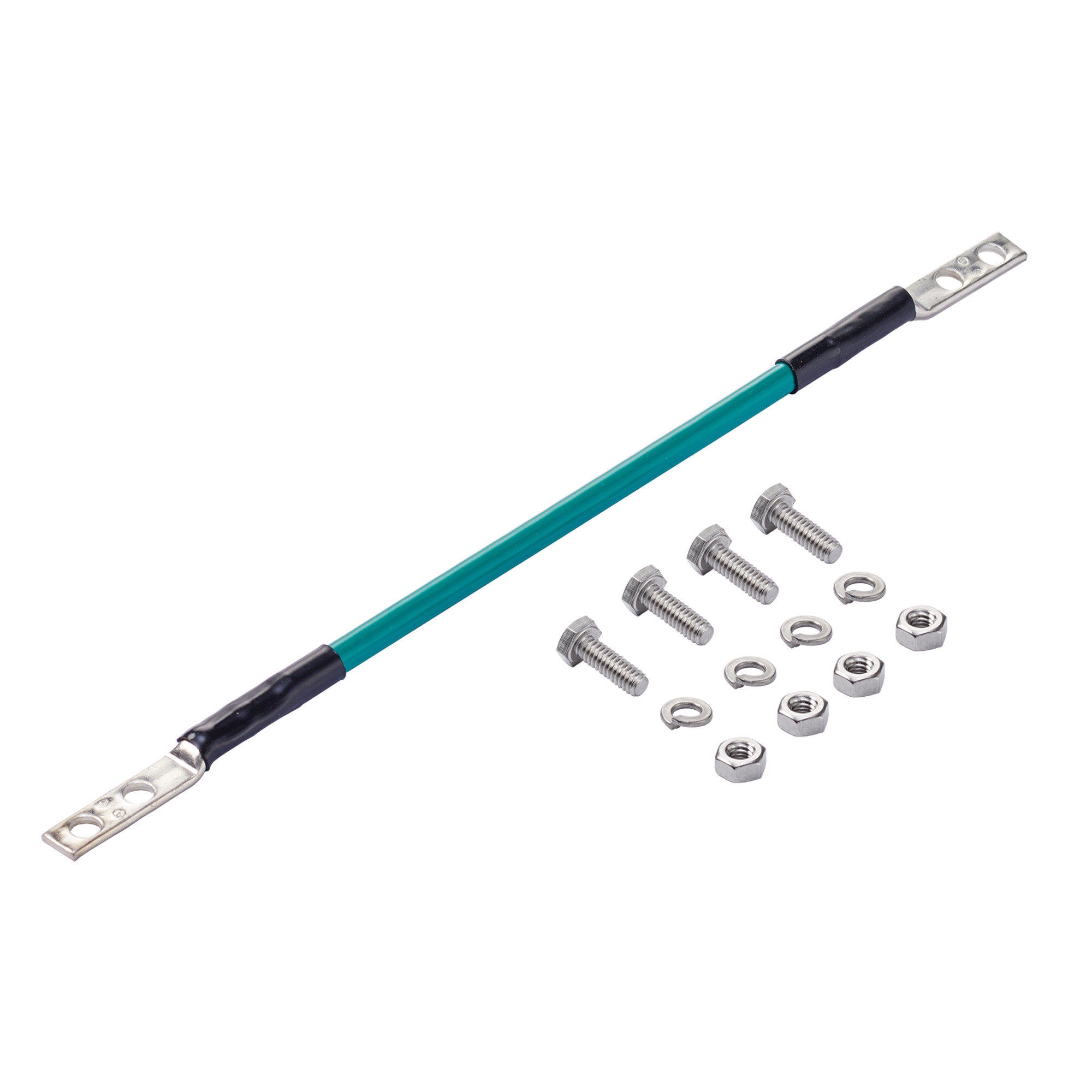 Insulated Ground Jumper Kit, 12in, Polished, Copper