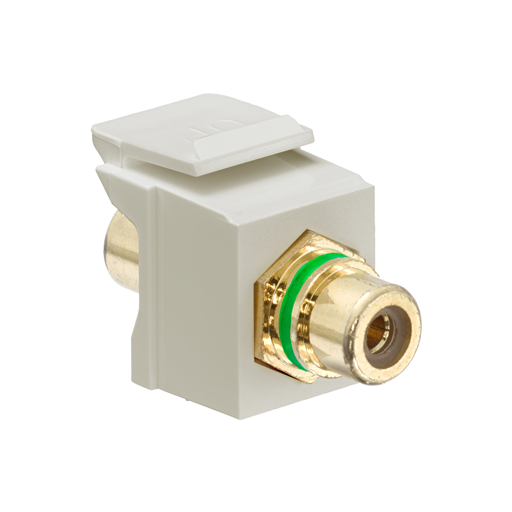 QuickPort RCA, Gold-Plated Connector with Green Stripe, Ivory