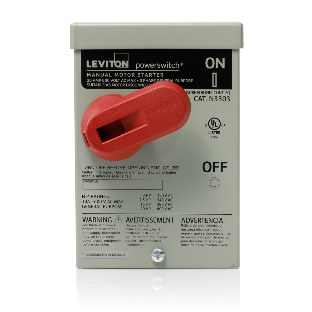 30 Amp, 600 Volt, Toggle In Type 3R Enclosure Three-Pole, Industrial Grade, Grounded To Enclosure, Gray