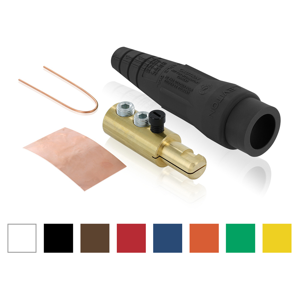 18 Series Single Pole Cam-Type Male Detachable Plug, Ball Nose, Thermo-plastic Screw,  Double Set Screw, 600 Volts, Rated Up To 400 Amperes Continuous Cable Range  -  1/0 To 4/0-Black