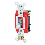 20-Amp, 120-Volt, Toggle Lighted Handle, Illuminated Off 3-Way AC Quiet Switch, Extra Heavy Duty Grade, Self Grounding, Back and Side Wired, Clear