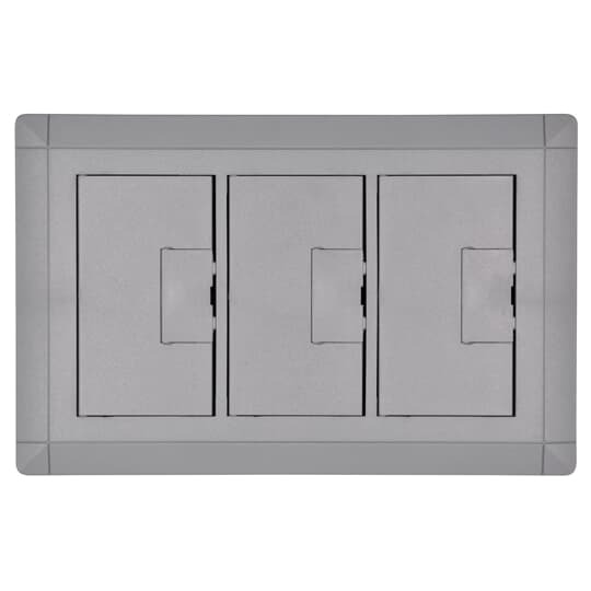 Three Gang Floor Box Cover, Width 7.13 Inches x Length 11.50 Inches, Slate, Non-Metallic, Carpet Flange Included