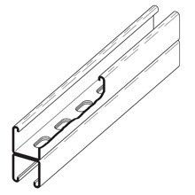 CHNL, 1 5/8" X 1 5/8", B TO B, 9/16" X 7/8" SLOTS, 12 GA,