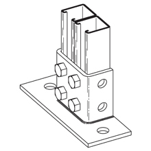 POST BASE  1 5/8" X 1 5/8" SIDE BY SIDE CHNL,8" X 3 1/8" X 3