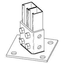 POST BASE  1 5/8" X 1 5/8" SIDE BY SIDE CHNL,6" X 6" X 3 1/2