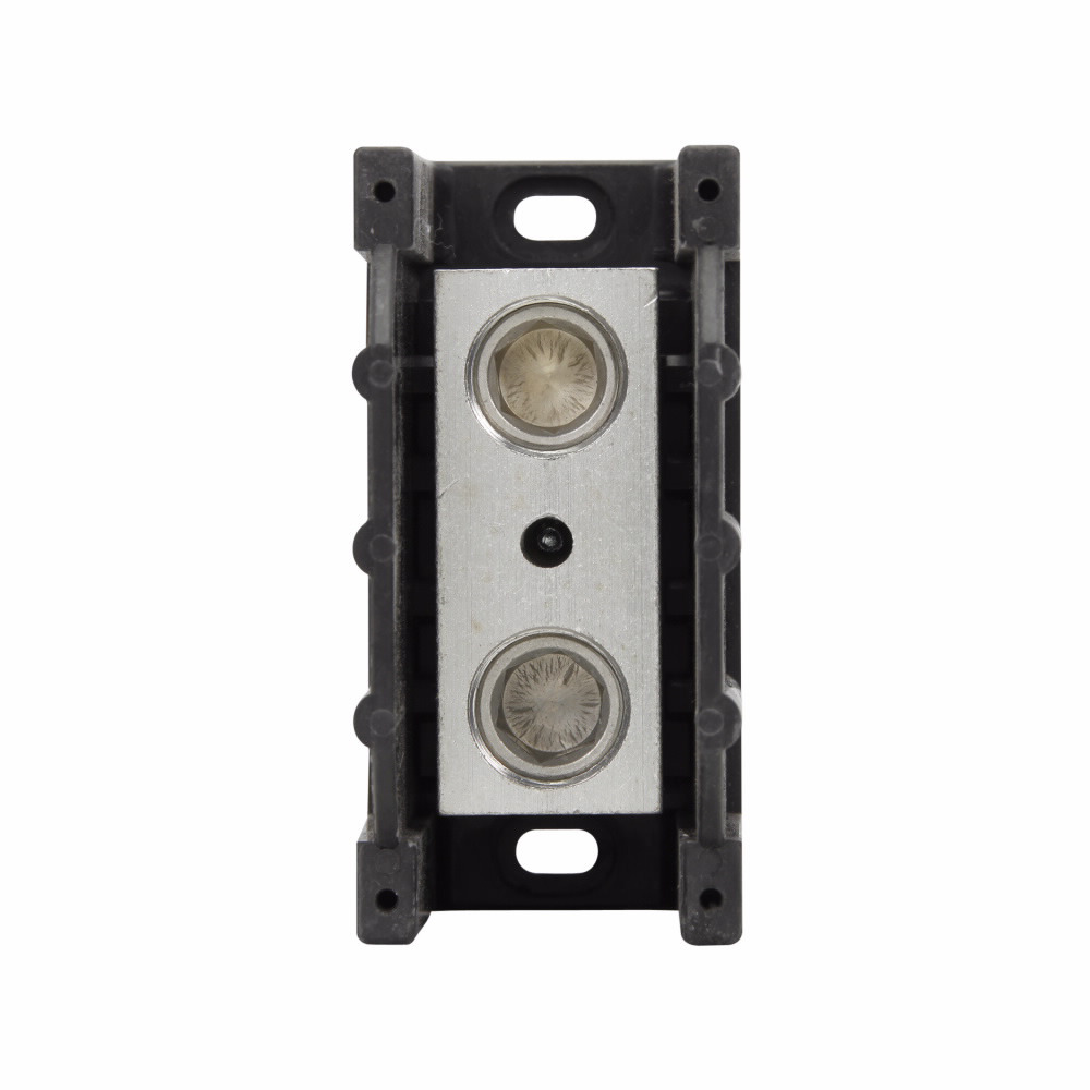 Eaton Bussmann series power splicer block, 600 Vac, 600 Vdc, 380A, Power splicer block, Single-pole, Splicer, SCCR: 10 kA, Black, Molded Thermoplastic Base, Tin-plated aluminum connector