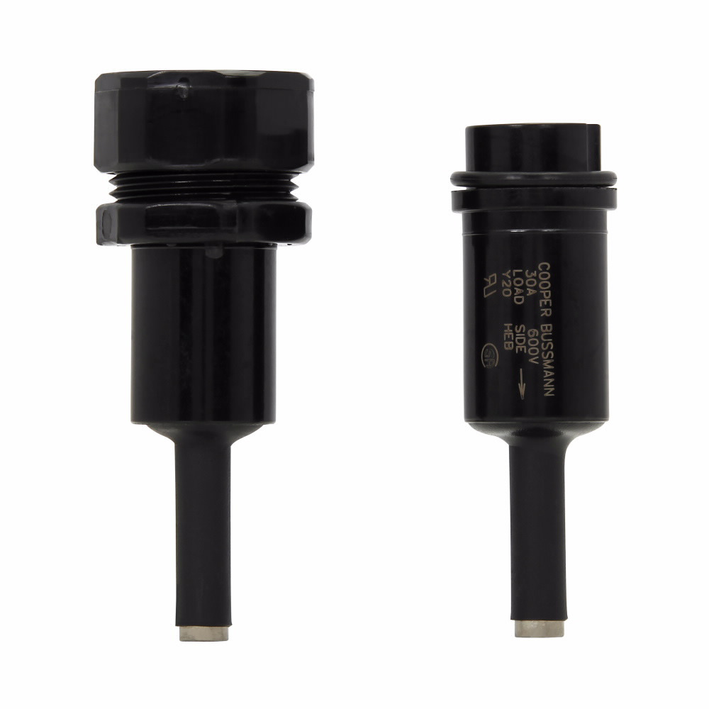 Eaton Bussmann series HEH inline fuse holder, 600V, 0-20A, Loadside: Copper Crimp (1) #12 -8/(2) #12, Landside: Copper Crimp (1) #12 -8/(2) #12, Single-pole
