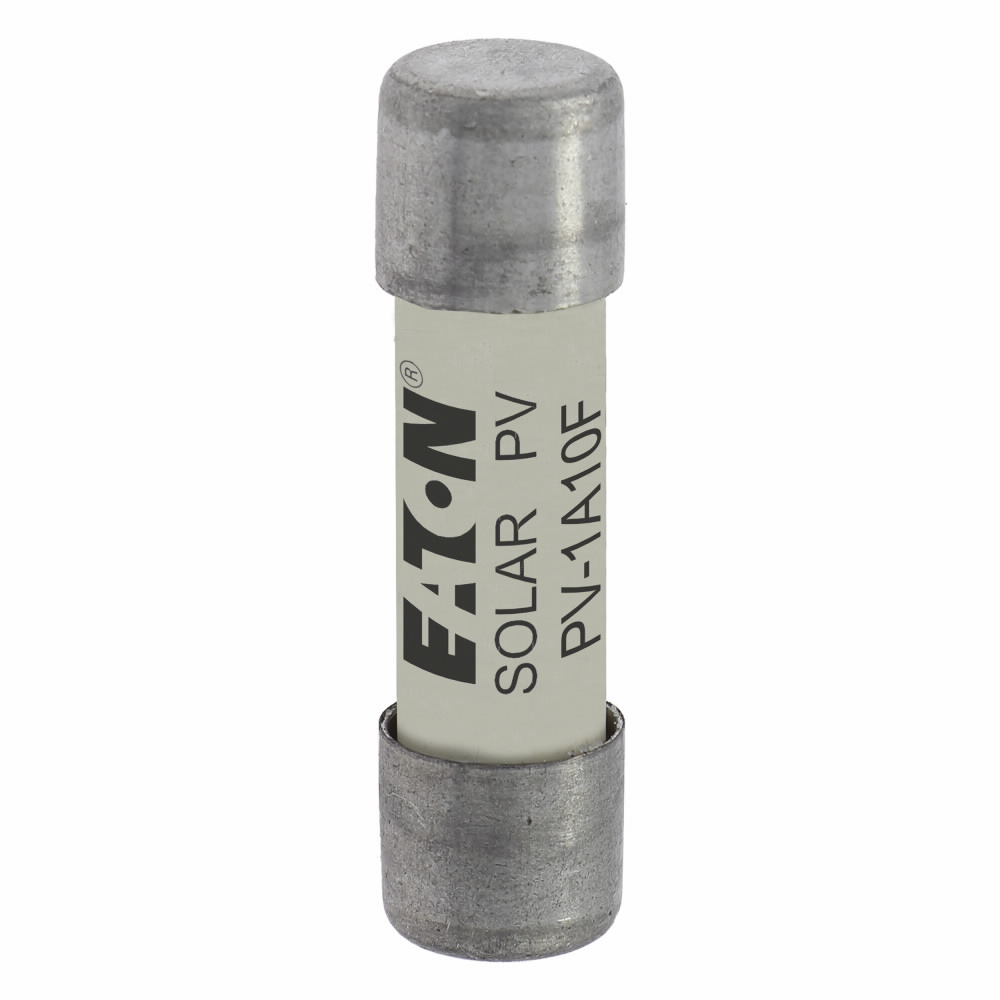 Eaton Bussmann series photovoltaic fuses, 1.3 x In, Time constant: 1-3 ms, 1000 Vdc, 1A, 50 kAIC, Non Indicating, Fuse, Ferrule end x ferrule end, Class gPV, Yellow, Ceramic body
