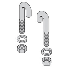 Eaton j-bolt, Steel, 5/16"-18 thread size, Yellow zinc, "J" Bolt