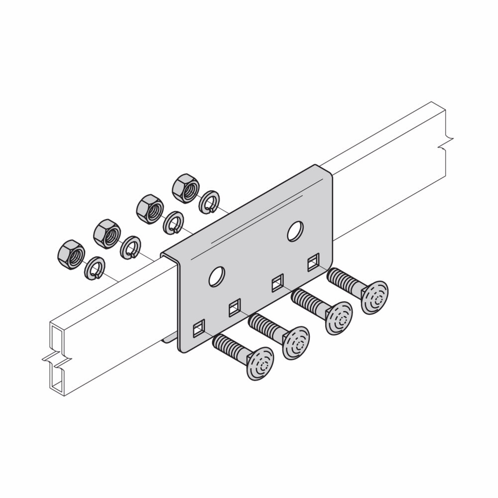 Eaton B-Line series runway splice, Used to connect runway stringers, Pair of splice clamps, ASTM A570 structural steel, Black zinc finish