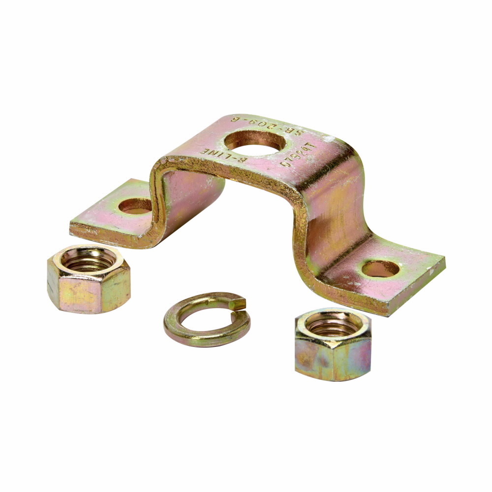 Eaton auxiliary support kit, Steel, (1) Bracket, (1) lockwasher, and (2) hex nuts, Yellow zinc, Used with 5/8" ATR, Ceiling hanger bracket kit