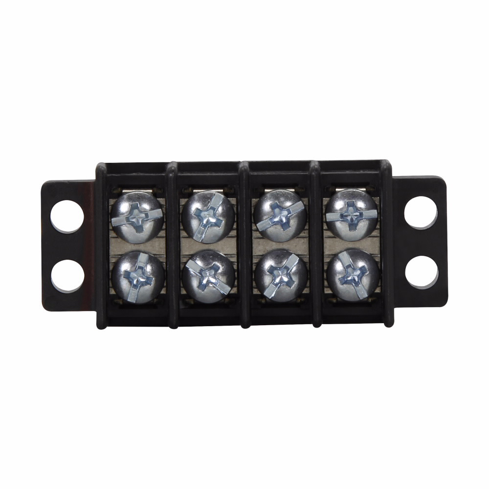 Eaton Bussmann TB100 series panel mount terminal block connector, Breakdown voltage 3600V, 300V, 30A, Double row, barrier, Twelve-pole, #6-32 TPI Screw, Black, Tin-plated brass terminal, Zinc-plated Steel SEMS philslot screw