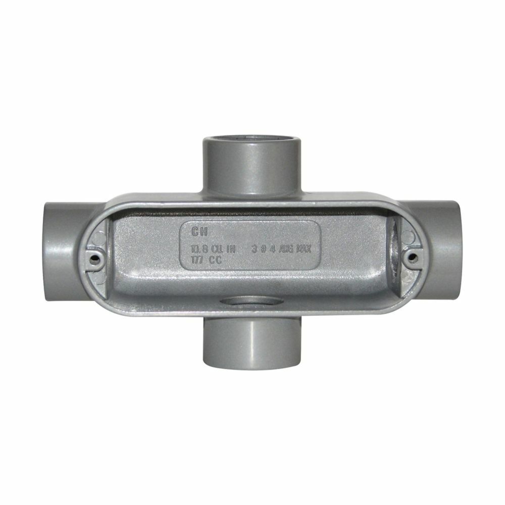 Eaton Crouse-Hinds series Condulet Series 5 conduit outlet body, Rigid/IMC, Copper-free aluminum, X shape, 1"