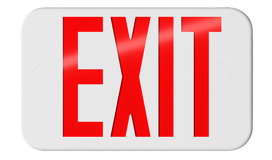 EXIT SIGN BATTERY BACKUP MANUAL THERMOPLASTIC WHITE RED/GREEN LETTERS UNV FACES
