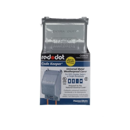 Single Gang While-In-Use Universal Medium Vertical Cover, 3-1/4 Inch Internal Depth, Silver, Aluminum Alloy, For use with Duplex, GFI, Single Receptacle, and Switch