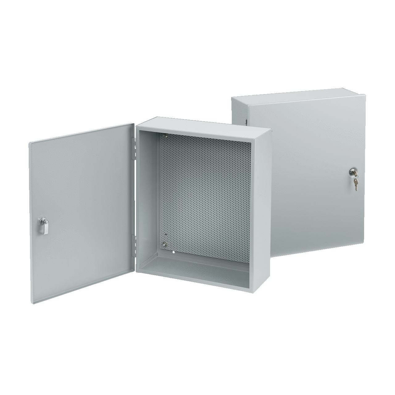 Hinged-Cover with Perforated Panel, Type 1, 36.00x30.00x6.62, Gray, Steel